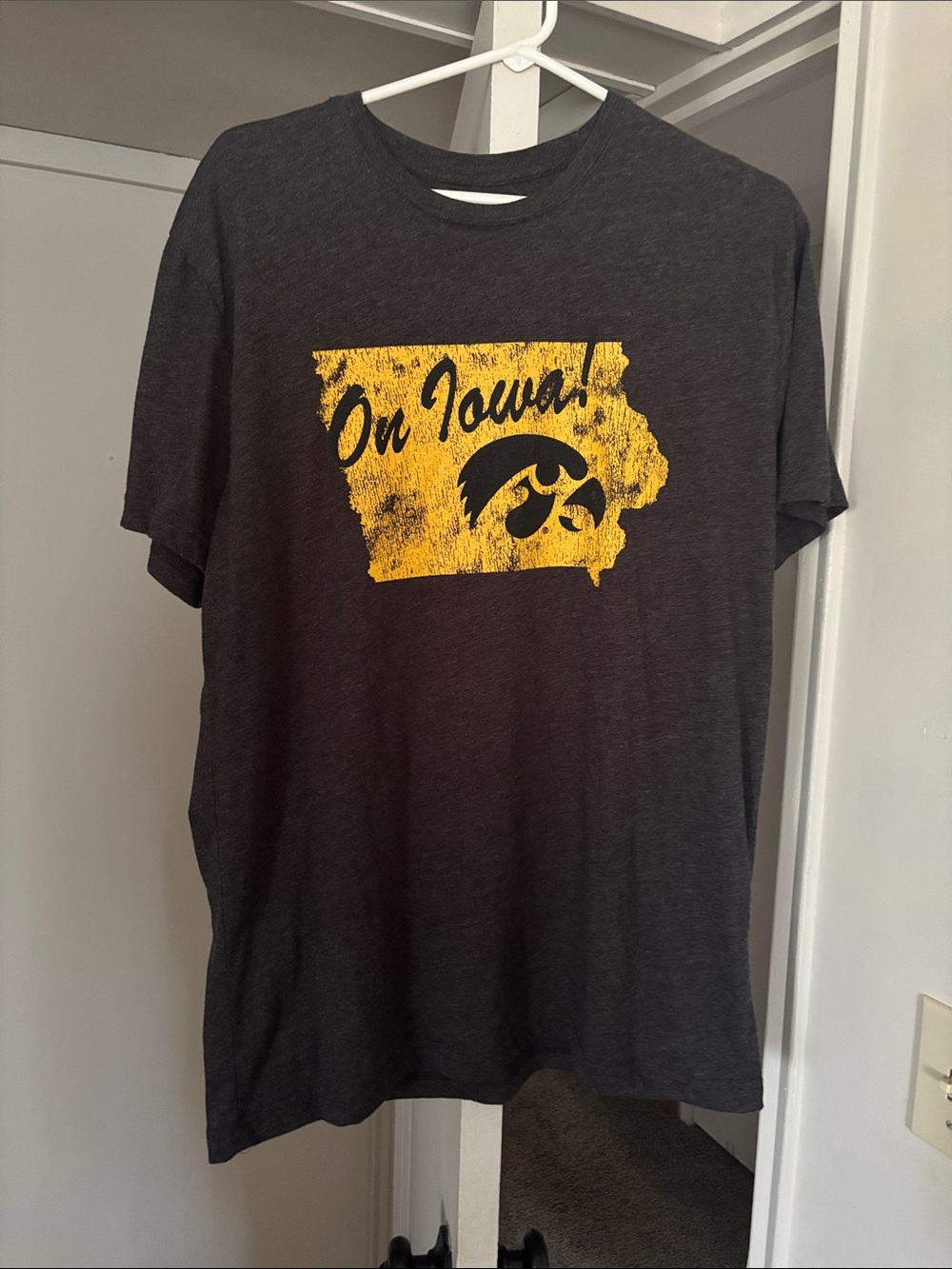Heather black ‘On Iowa' Graphic Tee with Yellow Print